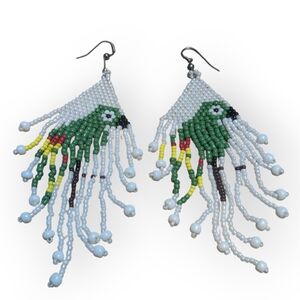 Handmade Parrot Fringe Earrings